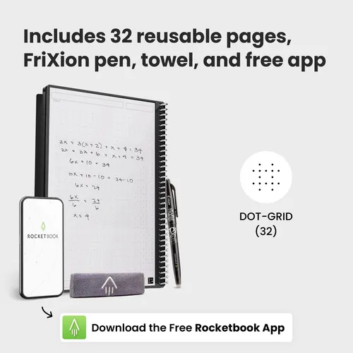 Cuaderno Rocketbook Core, Tamaño A4, Reutilizable, Con Punto