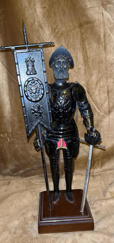 Don Quijote Caballero Armadura Medieval Metal Madera 42cm (Usado)