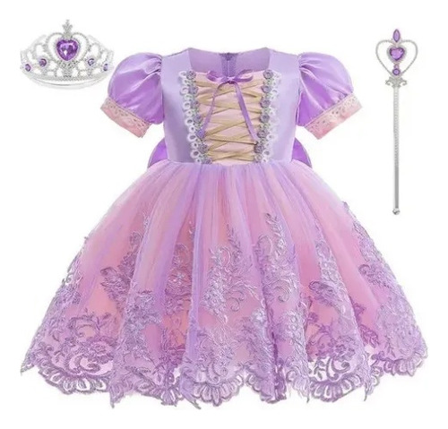 Vestido De Rapunzel Princesa Disfraz Niña Halloween Carnaval