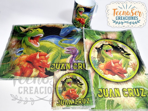 Set Jardin Dinosaurios Toalla +taza +servilleta +individual | MercadoLibre