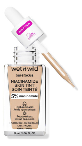 Base Maquillaje Wet N Wild Skin Tint Acido Hialuronico 5%nia Tono Fair Beige