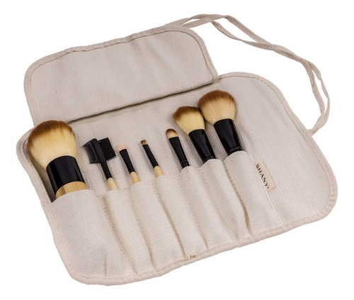 Juego De Brochas De Maquillaje Shany Modelo Bamboo 7 Piezas Color