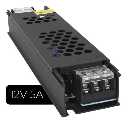 Kit 3 Fonte Chaveada 5a 60w 12v P/ Fita Led Som Capa Preta