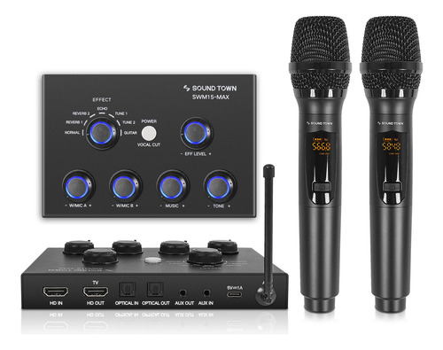 Sistema Mezclador De Karaoke Inalámbrico 16 Canales Y Micróf Negro, Hd Arc, Entrada/salida Óptica, Con Corte Vocal