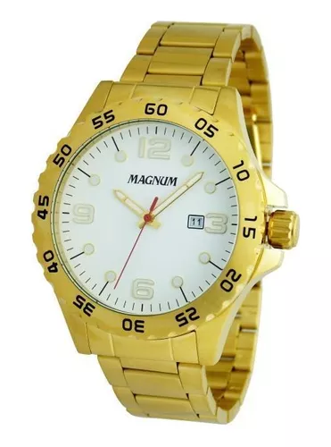 Relógio Magnum Masculino Dourado Automático Aço Ma35075u