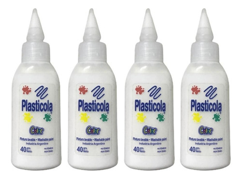 4 Plasticola Color Blanco 40gr Adhesivo Vinilico Escolar