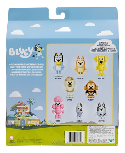 Bluey Pack 8 Figuras Articuladas Amigos Del Vecindario / B