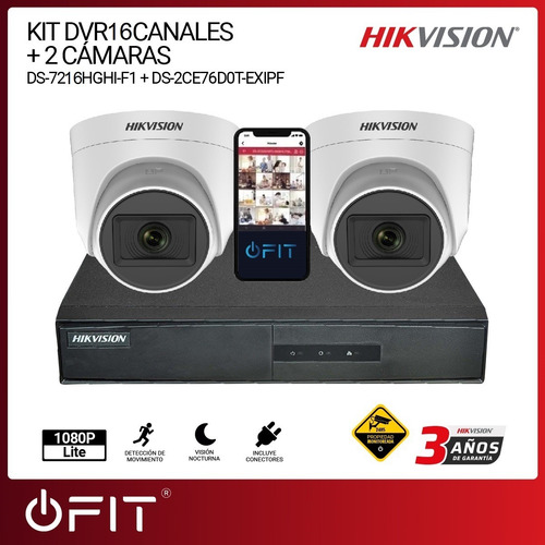 Imagen 2 de 9 de Camara Seguridad Kit Hikvision Dvr 16 Ch Full 1080 + 2 Domos
