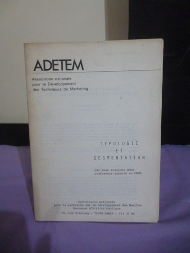 Adetem - Typologie Et Segmentation (francés) (Usado)