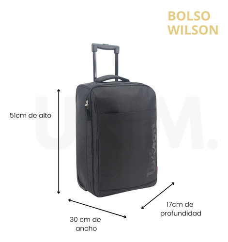 Valija Bolso Con Carro Wilson Plegable 21p De Lona Negro Lisa