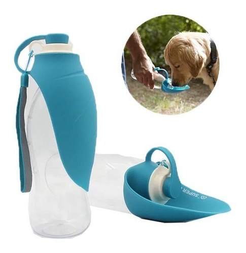 Botella De Agua Portátil Para Mascotas Fácil De Beber Color Azul