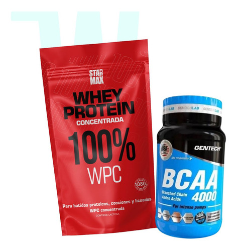 1k Whey Protein Proteina Starmax + Bcaa 4000 Gentech 120comp