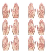 Comprar 6 Hojas De Pegatinas De Henna, Pegatinas De Tatuaje De Mano