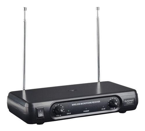 Imagen 2 de 4 de Microfono Vhf Inalambrico Profesional Karaoke Largo Alcance Color Negro