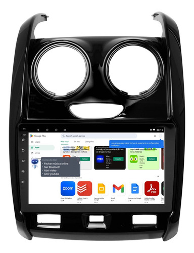 Multimidia Duster Oroch 15/19 Android 14 Auto Carplay Voz 9p