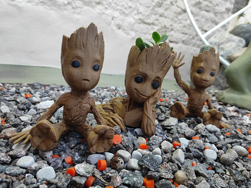 Set X3 Macetas Baby Groot - 15cm - Impresión 3d