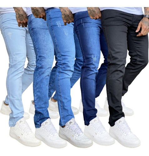 Lote 5 Calça Jeans Masculina Skinny Com Elastano Slim