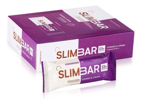 Box 12 Barras De Proteina Slimbar Cookies & Cream 60gr C/u