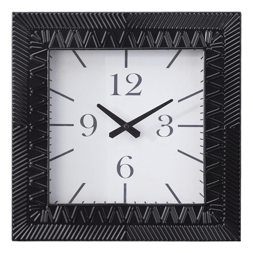 Reloj De Pared Cuadrado De Metal, 12  X 3  X 12 , Negro