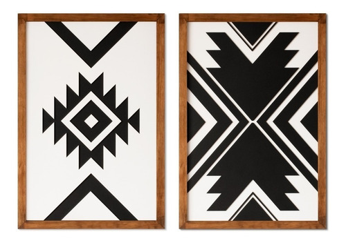 Imagem decorativa de madeira 2 Tribales Zulu Odun Arts 60x40x2 cor preta