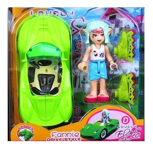 Muñeca Elyes Fashion Auto Deportivo Patines Roller Lovely 