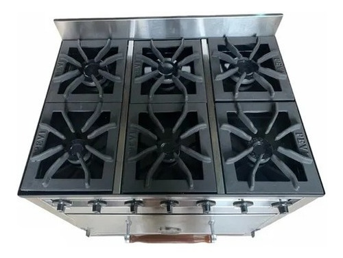 Imagen 4 de 5 de Cocina Industrial Pevi 6 Hornallas Acero Inox 85 Cm