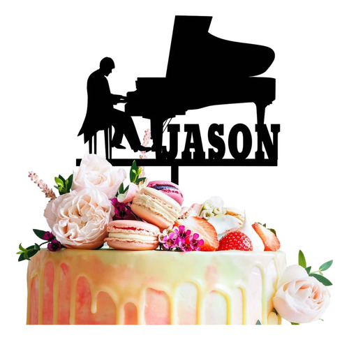 Cake Topper Adorno Torta Cumple Piano Pianista Personalizado