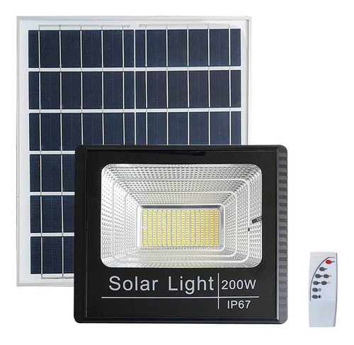 Foco 200w Exterior Ip67+ Panel Solar + Control Remoto