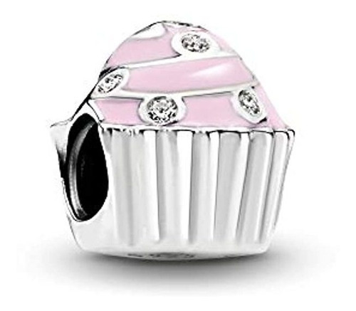 Pandora Joyería Rosa Cupcake Cubic Zirconia Charm En Plata