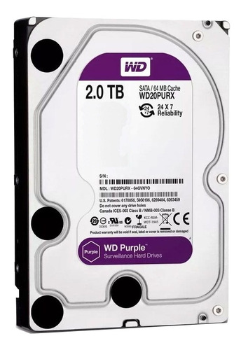 Disco rígido interno Western Digital WD Purple WD20PURX 2TB roxo