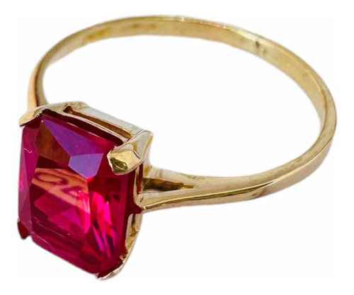 Anillo De Oro18k Piedra Fucsia 1.7 Grs T#9 - M. J -