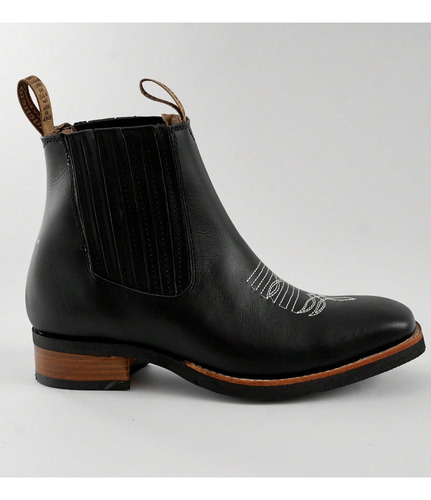 Botas Botines Vaqueros 100% Piel Casuales Hombre Negro