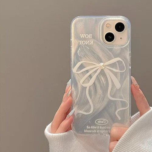 Funda Para Iphone11 12 13 14 15 16 Serie Lazo En Plata Case