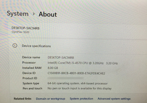 Cpu Dell Optiplex 3020 Intel Core I5-4570 Sku 1573