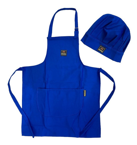 Delantal Cocina Chicos Gabardina Liso Con Gorro Colores