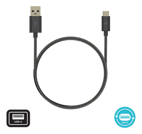 Cable De Datos Motorola Usb A-tipo C 1.5m Trenzado Original Negro