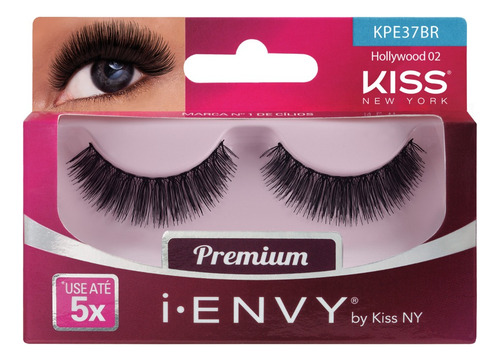Cílios Postiços Hollywood 02 Fios Naturais Kiss Cor Preto