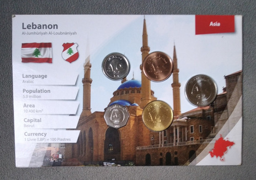 Blíster Con Cinco Monedas Del Libano  Estado Unc 
