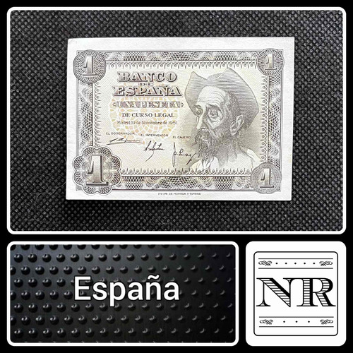 España - 1 Peseta - Año 1951 - P #139 - Don Quijote