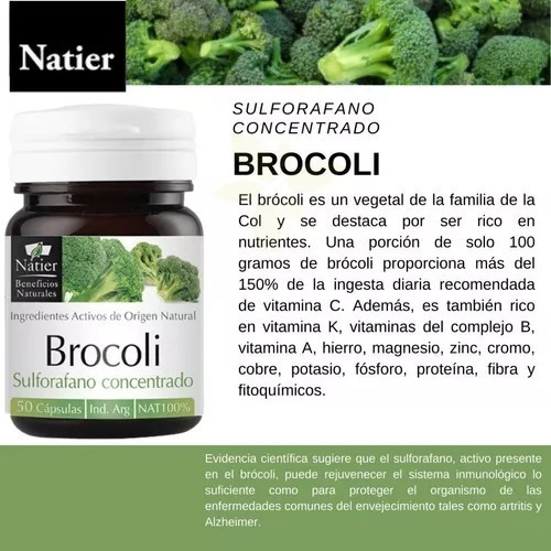 Brócoli Concentrado Sistema Inmunológico Natier 50 Cápsulas