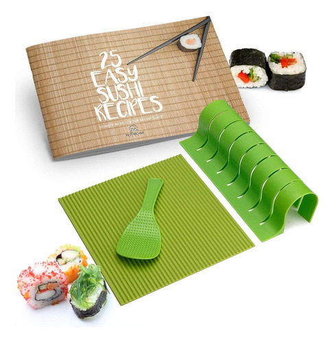 Kit De Sushi Rodillo De Silicona Con Paleta De Arroz, Co Bbs