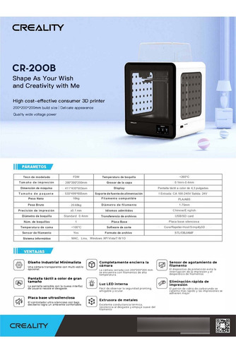 Impresora 3d Creality Cr-200b Funciones Inteligentes Cerrada
