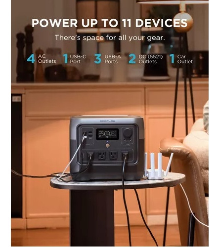 Estación D Energía Portátil Eco Flow 1600w River 2 Pro Usb C