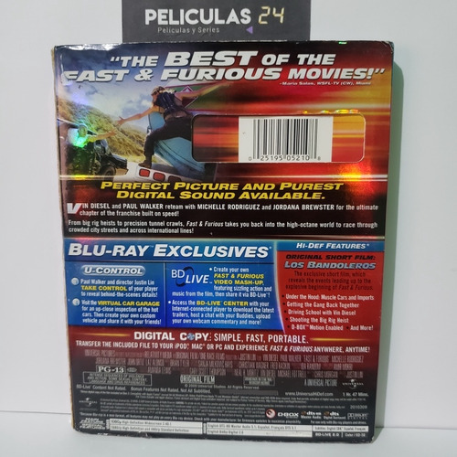 Fast & Furious Iv Rápido Y Furioso 4 Bluray + Dvd + Slipcove (Usado)