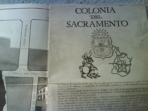 Antiguo Plano De Colonia Del Sacramento Mide 80 Cm,lar X 50