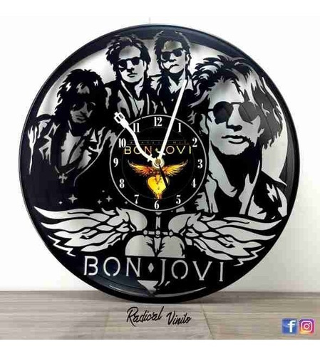 Reloj De Vinilo Bon Jovi 2 Regalos Decoracion 