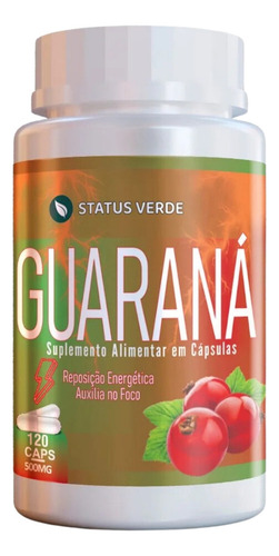 Guaraná 500mg Energia Total 100% Natural 120 Caps - Status Verde
