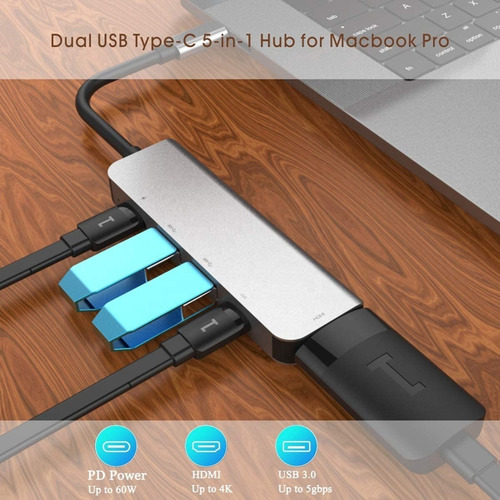 Imagen 2 de 2 de Hub Usb Tipo C, 5 En 1, Compatible Con Mac Y Pc