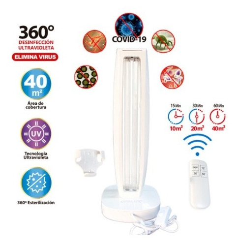 Lampara Germicida Uv + Ozono Desinfeccion 40mt2