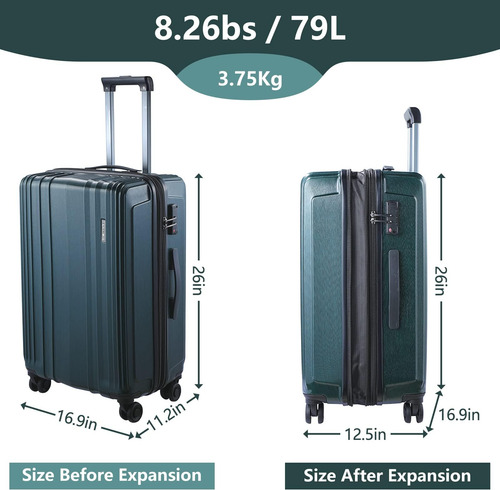 Equipaje Expandible De 24 Pulgadas, Equipaje Mediano Con Tsa